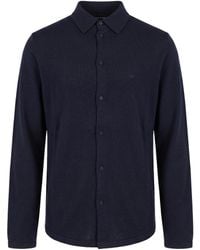 Emporio Armani - Virgin Wool Button-Front Knit Shirt - Lyst