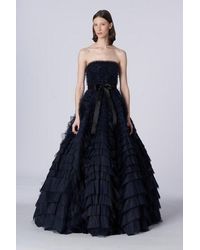 Carolina Herrera - Strapless Full Skirt Embroidered Gown - Lyst
