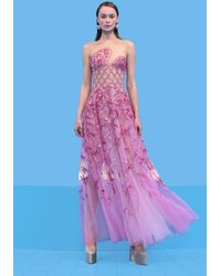 Georges Hobeika - Beaded Tulle With Asymmetrical Bodice Dress - Lyst