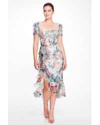 Marchesa - Chiffon Floral-print Midi Dress - Lyst