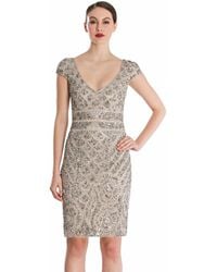 THEIA - Couture Cap Sleeve Sequin Dress - Lyst