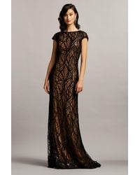 Tadashi Shoji - Embroidered -tulle Cap Sleeve Gown - Lyst
