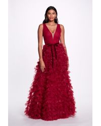 Marchesa - Plunging A-line Gown - Lyst