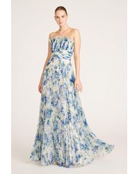 THEIA - Ingrid Ruffle Pleated Gown - Lyst