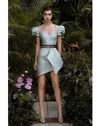 Saiid Kobeisy Brocade Short Sleeve Dress - Multicolor