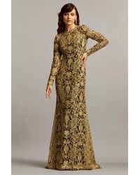 Tadashi Shoji - Embroidered - Lace Gold Gown - Lyst