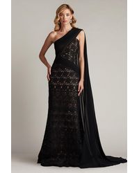 Tadashi Shoji - Paillette And Cord Embroidered Tulle-Gown - Lyst