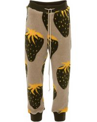 JW Anderson Green/brown/yellow Strawberry Print Tapered sweatpants