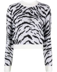 Alessandra Rich - Zebra Intarsia Crystal Embellished Sweater - Lyst