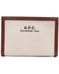 A.P.C. Leather Logo Printed Clutch Bag - Lyst