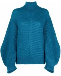 Alberta Ferretti Bishop-sleeved Knitted Jumper - Blue