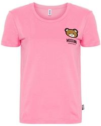 Moschino - | T-shirt stampa Teddy | female | ROSA | XS - Lyst
