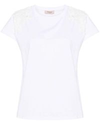 Twin Set - | T-shirt in cotone con fiori | female | BIANCO | XS - Lyst
