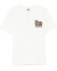 KENZO - Cotton T-Shirt With Embroidered Tiger Logo - Lyst