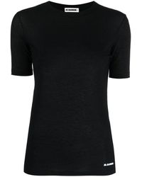 Jil Sander - | T-shirt in cotone a maniche corte con logo | female | NERO | XS - Lyst