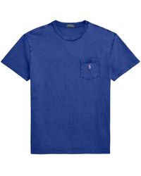 Polo Ralph Lauren - | T-shirt in cotone con tasca e ricamo logo | male | BLU | XL - Lyst