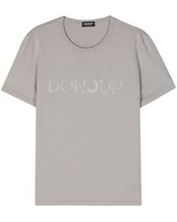 Dondup - | T-shirt maniche corte in cotone con stampa logo | male | GRIGIO | XL - Lyst
