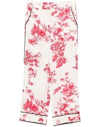 Liu Jo - Pantaloni Bianchi Con Stampa Floreale Rossa - Lyst