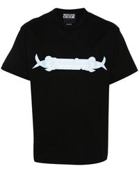 Versace - | T-shirt stampa logo | male | NERO | S - Lyst