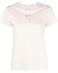 Pinko - | T-shirt 'Love Birds' | female | BEIGE | XS - Lyst