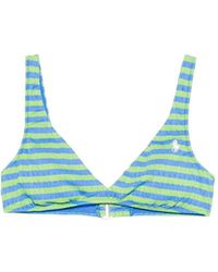 Polo Ralph Lauren - Top Bikini A Righe Con Logo Blu E Verde - Lyst
