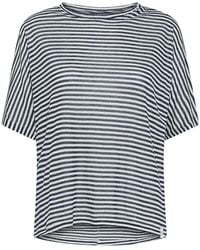 Peuterey - | T-shirt in misto lino e viscosa con motivo a righe | female | NERO | XL - Lyst