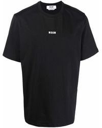 MSGM - Cotton T-Shirt With Front Printed Logo - Lyst
