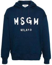 MSGM - | Felpa con logo | male | BLU | XL - Lyst