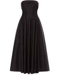 Alberta Ferretti - Abito Midi Senza Spalline Con Gonna Svasata - Lyst