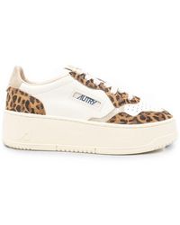 Autry - Sneakers Bianche Medalist Con Stampa Leopardata E Suola Platform - Lyst