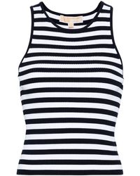 Michael Kors - | T-shirt in viscosa senza maniche con stampa a righe | female | BLU | M - Lyst