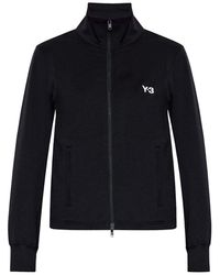 Y-3 - Felpa Nera Con Chiusura A Zip - Lyst