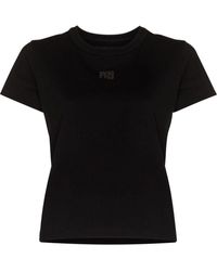Alexander Wang - T-shirt nera con logo - Lyst
