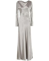 Alberta Ferretti - Long Satin Dress With Bias-Cut Fabric - Lyst