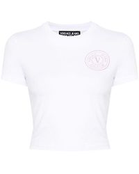 Versace - | T-shirt stampa logo | female | BIANCO | XS - Lyst