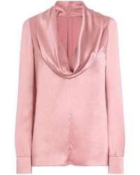 Dolce & Gabbana - Silk Top With Draped Neckline - Lyst