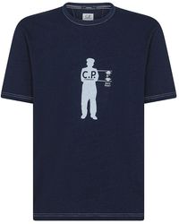 C.P. Company - | T-shirt in cotone con stampa | male | BLU | XL - Lyst