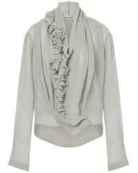 Alberta Ferretti - Blusa Con Scollo A V E Ruches - Lyst
