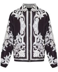 Versace - Giacca Nera Reversibile Con Stampa Barocco - Lyst