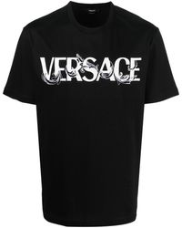 Versace T-shirt barocco in cotone nera - Nero