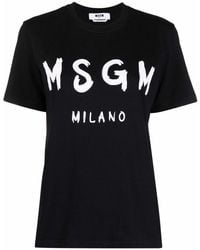 MSGM - T-Shirt With Logo Print - Lyst