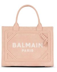Balmain - Small suede b-army tote bag - Lyst