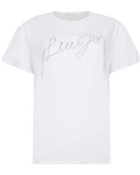 Liu Jo - Rhinestone-Embellished Crew-Neck T-Shirt - Lyst