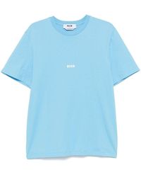 MSGM - Light Cotton Crew Neck T-Shirt With Logo - Lyst