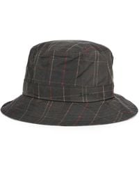 Barbour - Cappello Pescatore Wax Sports Hat Verde Oliva Tartan - Lyst