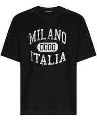 Dolce & Gabbana - | T-shirt in cotone con stampa frontale | male | NERO | 54 - Lyst