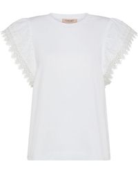 Twin Set - | T-shirt in cotone con maniche corte con ricamo | female | BIANCO | S - Lyst