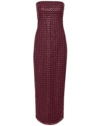 ROTATE BIRGER CHRISTENSEN - Abito Lungo A Tubino Bordeaux Con Paillettes - Lyst