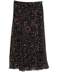 Isabel Marant - Gonna Lunga Nera A Fiorellini Rossi Con Fodera Interna - Lyst
