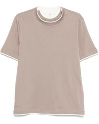Brunello Cucinelli - Cotton T-Shirt With Contrast Trims - Lyst